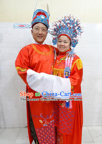 Chinese Traditional Beijing Opera Bride Red Embroidered Robe Peking Opera Diva Costume for Adults