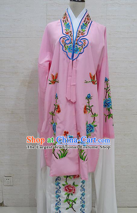 Chinese Traditional Beijing Opera Embroidered Peony Pink Dress Peking Opera Diva Costume for Adults