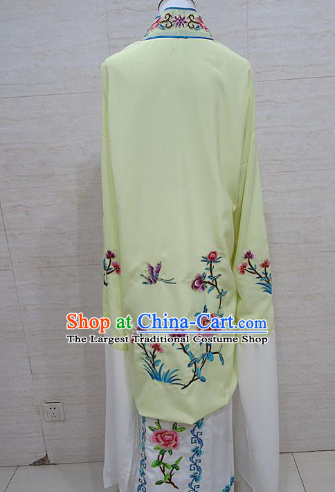Chinese Traditional Beijing Opera Embroidered Peony Light Yellow Dress Peking Opera Diva Costume for Adults