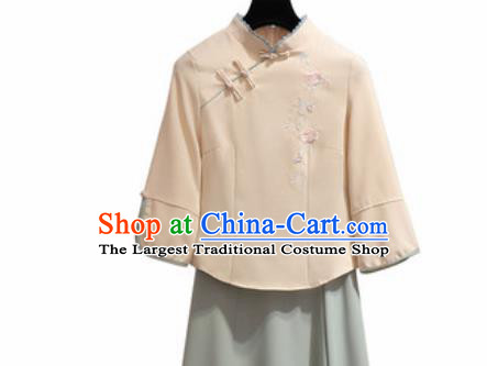 Chinese Traditional Costume Tang Suit Qipao Khaki Blouse Cheongsam Upper Outer Garment for Women