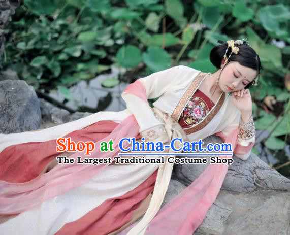 Chinese Ancient Imperial Concubine Hanfu Dress Traditional Tang Dynasty Palace Lady Historical Costumes Complete Set