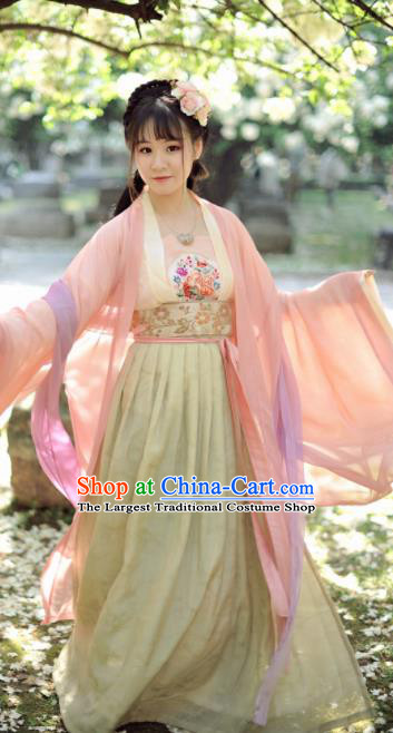 Chinese Ancient Peri Hanfu Dress Tang Dynasty Palace Princess Historical Costumes Complete Set for Women