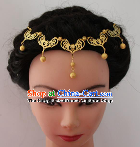Chinese Traditional Wedding Hair Accessories Ancient Princess Golden Tassel Hair Clasp for Women
