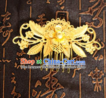 Chinese Traditional Hair Accessories Wedding Golden Hair Comb for Women