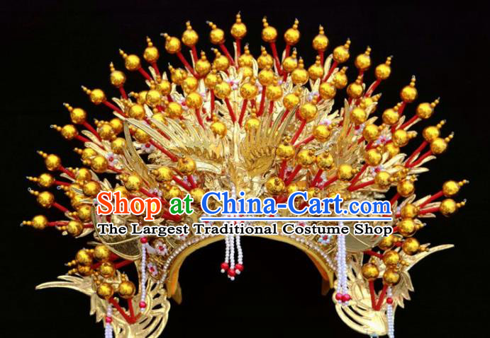 Chinese Traditional Beijing Opera Diva Hair Accessories Peking Opera Queen Golden Phoenix Coronet