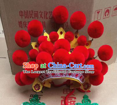 Chinese Traditional Beijing Opera Queen Red Venonat Hair Accessories Ancient Bride Phoenix Coronet