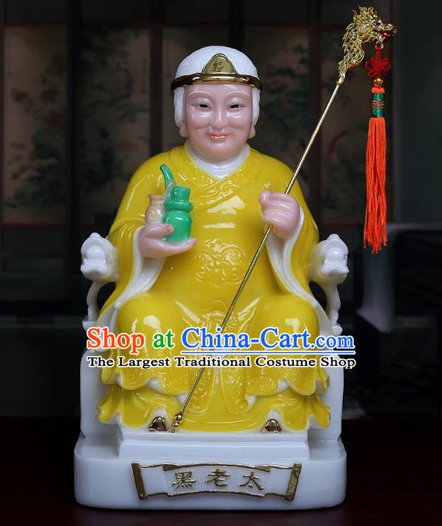 Chinese Traditional Religious Supplies Feng Shui Goddess Yellow Cloth Statue Taoism Decoration