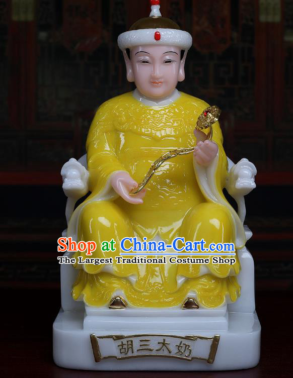 Chinese Traditional Religious Supplies Feng Shui Fox Goddess Yellow Cloth Statue Taoism Decoration