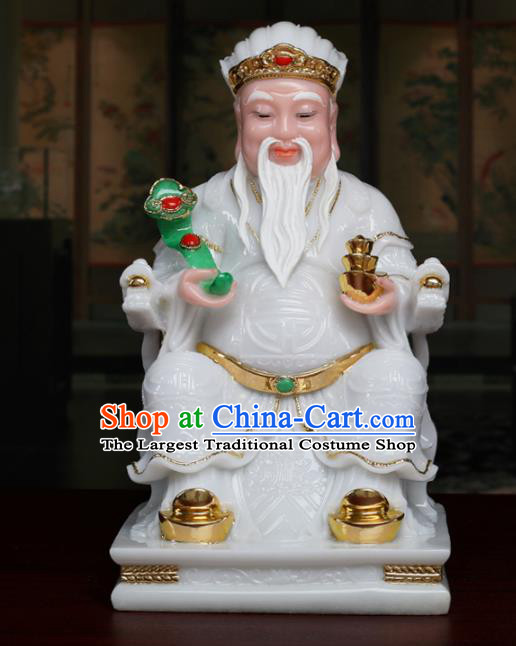 Chinese Traditional Religious Supplies Feng Shui White Marble Taoism Gnome Statue Decoration