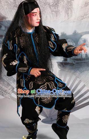 Chinese Traditional Beijing Opera Takefu Black Costume Ancient Imperial Bodyguard Clothing