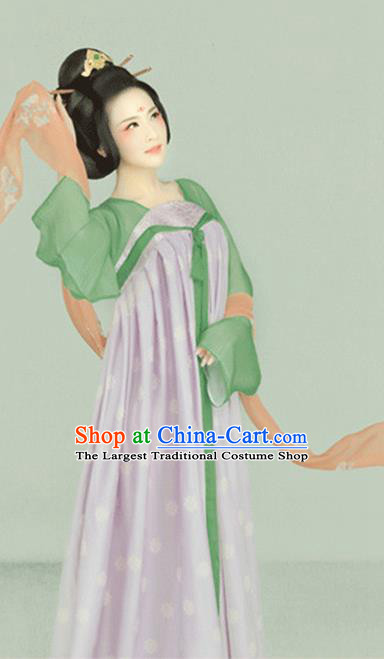 Chinese Ancient Palace Lady Hanfu Dress Traditional Tang Dynasty Imperial Consort Costume and Headpiece for Women