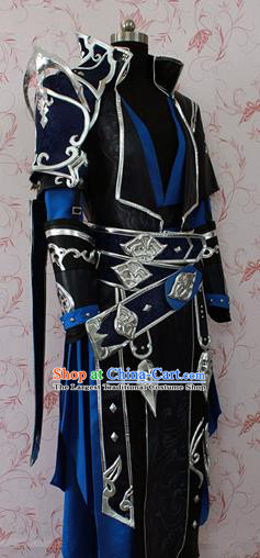 Chinese Ancient Swordsman Black Costume Traditional Cosplay Knight Clothing for Men