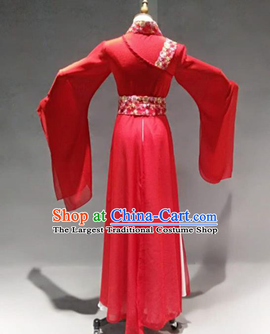 Traditional Chinese Classical Dance Costume China Ancient Apsaras Dance Red Dress for Women
