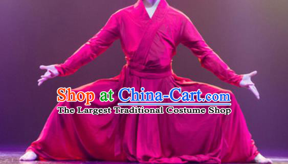 Traditional Chinese Classical Dance Costume China Martial Arts Dance Red Clothing for Men