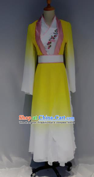 Traditional Chinese Classical Dance Costume Folk Dance Yellow Dress for Women