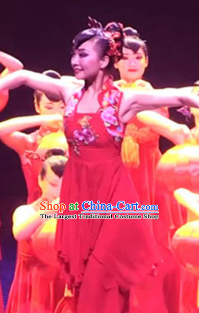 Traditional Chinese Folk Dance Costume China Yangko Dance Red Dress for Women