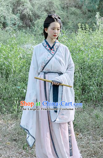 Traditional Chinese Ancient Jin Dynasty Princess Swordswoman Historical Costume Complete Set for Women
