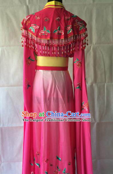 Traditional Chinese Beijing Opera Peri Costume Ancient Princess Rosy Hanfu Dress for Women
