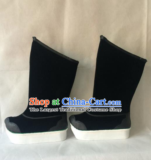 Asian Chinese Beijing Opera Black Boots Ancient Swordsman Shoes for Men