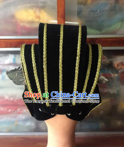 Asian Chinese Traditional Beijing Opera Headwear Ancient Minister Black Hat for Men