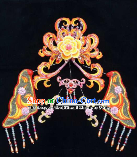 Asian Chinese Beijing Opera Hair Accessories Ancient Queen Orange Hair Coronet Hairpins for Women
