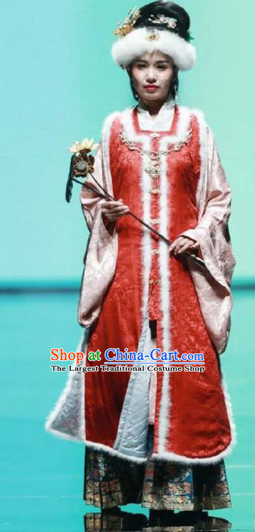 Traditional Chinese Ancient Ming Dynasty Young Mistress Winter Historical Costume Complete Set