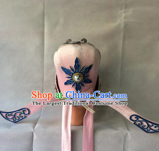 Asian Chinese Traditional Beijing Opera Niche Headwear Ancient Nobility Childe Pink Hat for Men