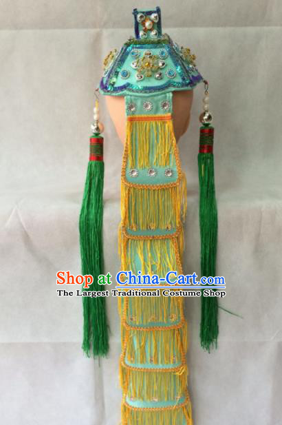 Asian Chinese Beijing Opera Hair Accessories Ancient Taoist Nun Green Headband for Women