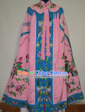 Traditional Chinese Beijing Opera Actress Costume Ancient Princess Embroidered Pink Cloak for Women