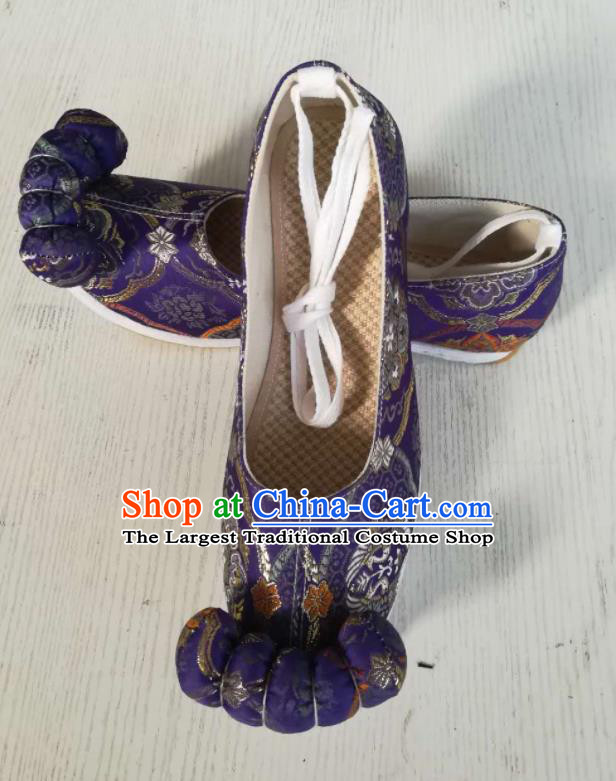 Asian Chinese Traditional Shoes Ancient Song Dynasty Wedding Purple Shoes Hanfu Shoes for Women
