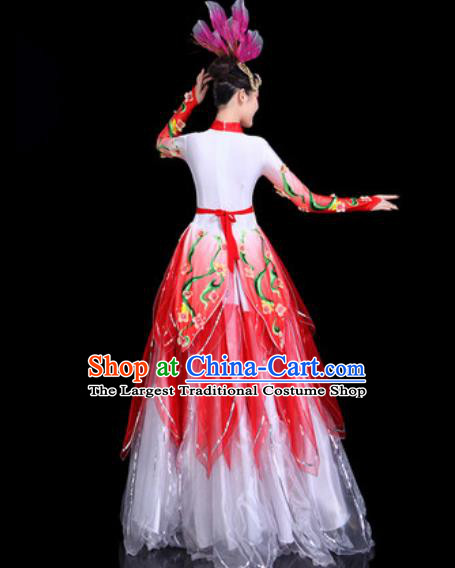 Traditional Chinese Stage Performance Costume Classical Dance Red Dress for Women