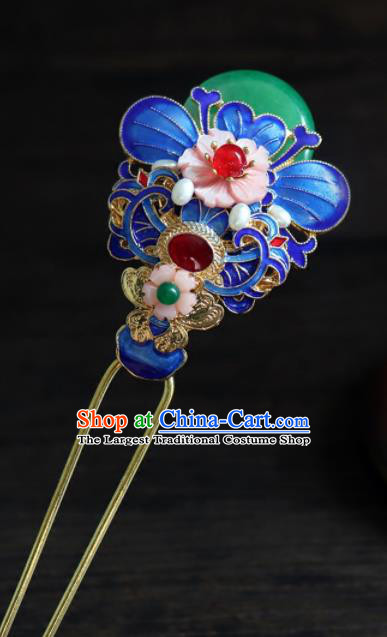 Chinese Ancient Palace Hair Accessories Traditional Classical Blueing Butterfly Hairpins for Women