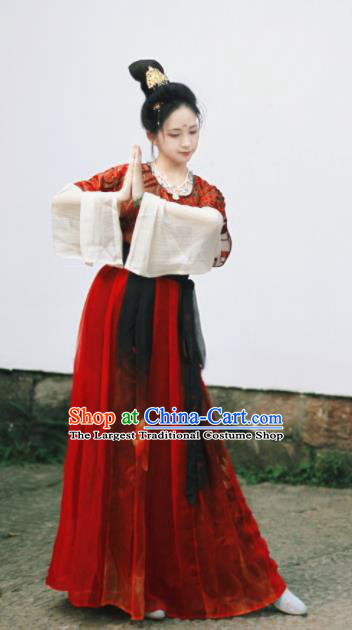 Chinese Traditional Tang Dynasty Historical Costume Ancient Peri Princess Hanfu Dress for Women
