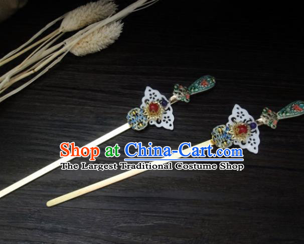 Chinese Ancient Palace Hair Accessories Traditional Classical Shell Blueing Hairpins for Women