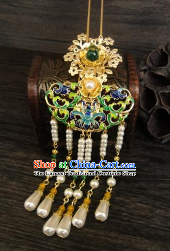 Chinese Ancient Palace Hair Accessories Traditional Classical Pearls Tassel Step Shake Hairpins for Women