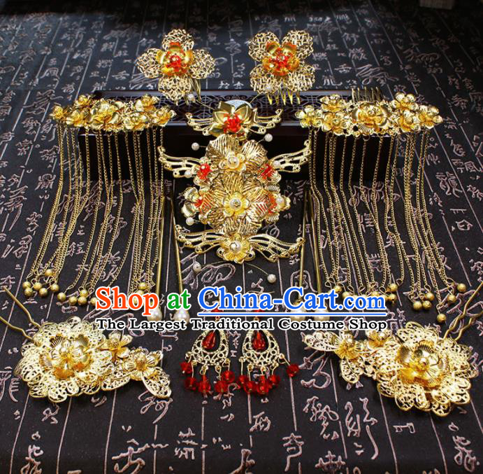 Chinese Ancient Wedding Hair Accessories Traditional Classical Hair Crown Tassel Hairpins for Women