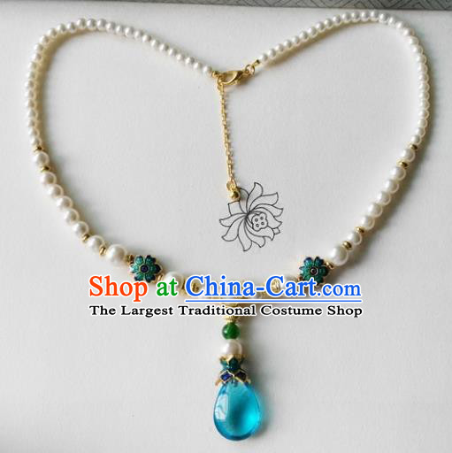 Chinese Ancient Palace Jewelry Accessories Traditional Classical Hanfu Pearls Necklace for Women