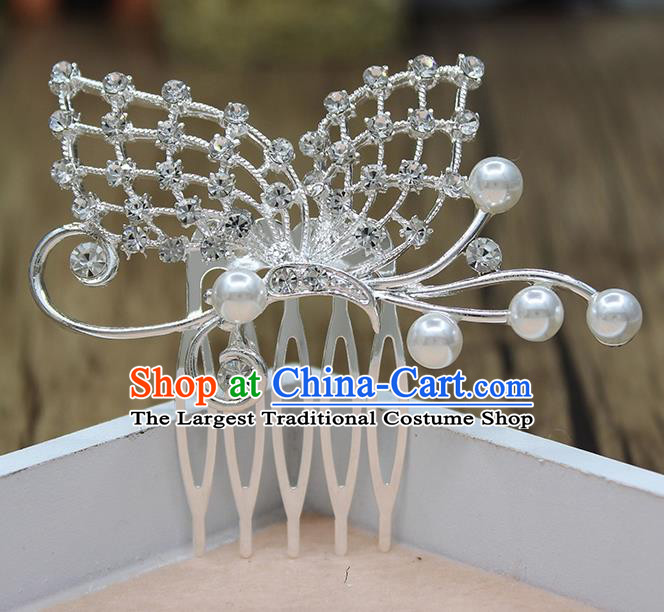 Top Grade Handmade Princess Hair Accessories Classical Crystal Butterfly Hair Comb for Women