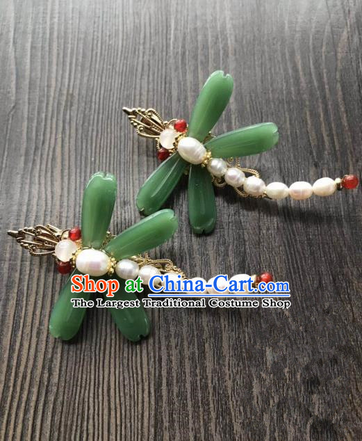 Chinese Ancient Princess Hair Accessories Traditional Pearls Dragonfly Hair Claw for Women