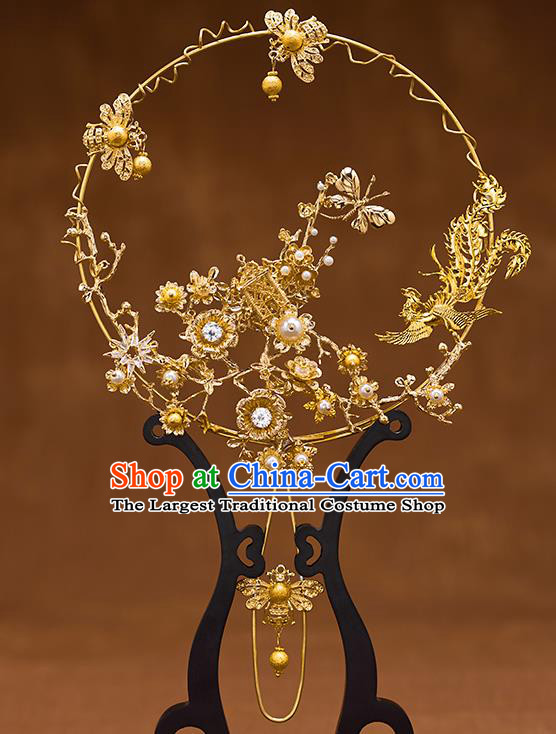 Chinese Ancient Bride Accessories Traditional Wedding Classical Palace Fans for Women