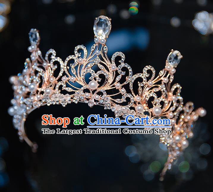 Handmade Baroque Hair Accessories Wedding Queen Crystal Royal Crown for Women
