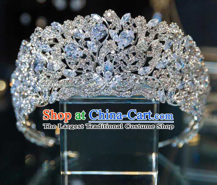 Handmade Wedding Hair Accessories Baroque Queen Luxury Crystal Royal Crown for Women