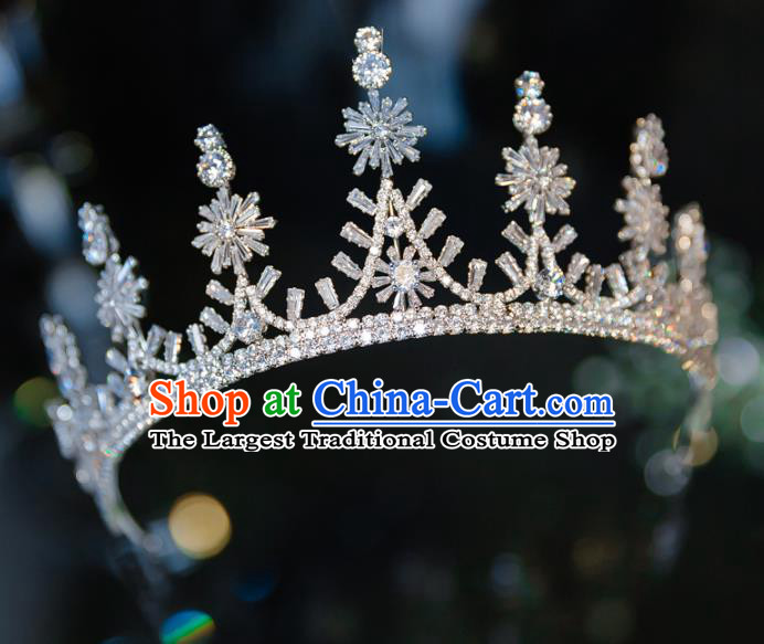 Handmade Baroque Wedding Hair Accessories Princess Zircon Snowflakes Royal Crown for Women