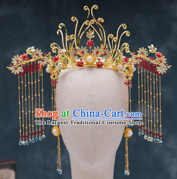 Chinese Ancient Palace Phoenix Coronet Traditional Bride Hair Accessories for Women