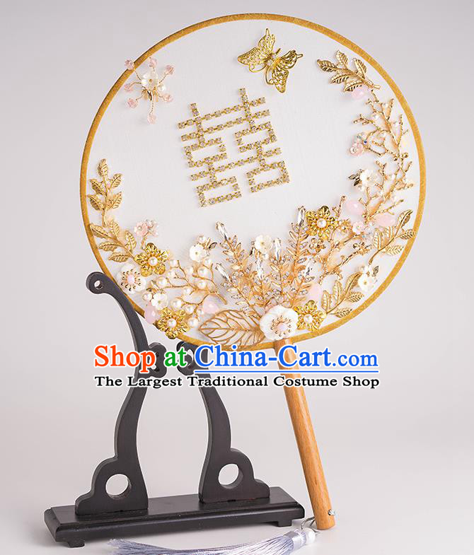 Chinese Traditional Wedding Round Fans Classical Ancient Bride Palace Fans for Women