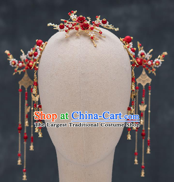 Chinese Ancient Bride Hair Accessories Traditional Wedding Hanfu Hairpins Complete Set for Women