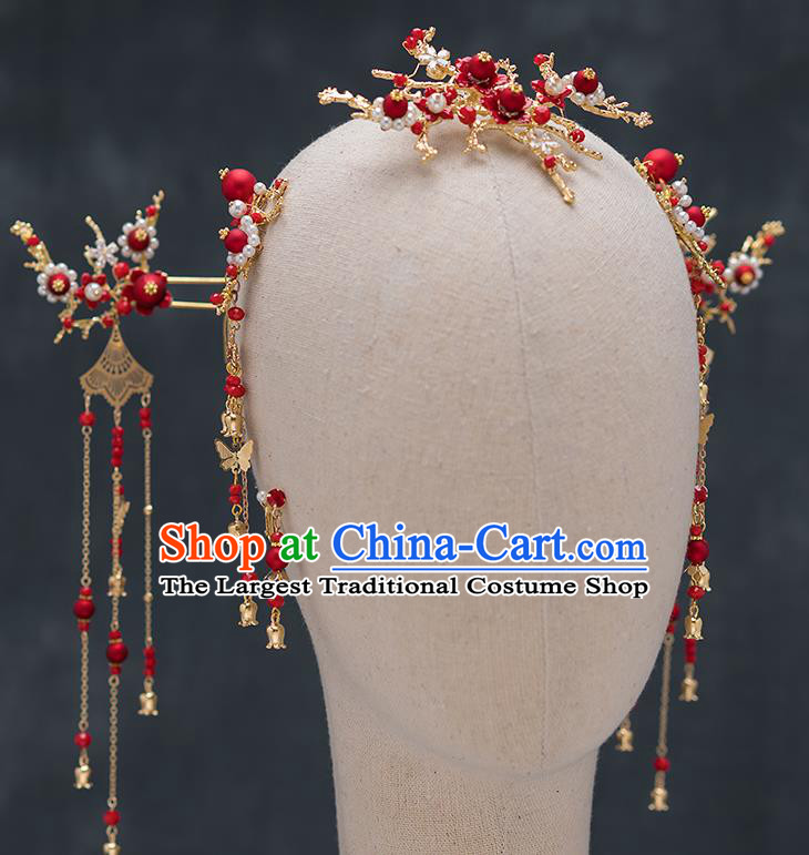 Chinese Ancient Bride Hair Accessories Traditional Wedding Hanfu Hairpins Complete Set for Women