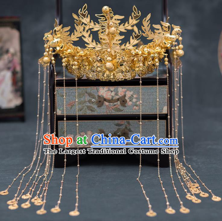 Chinese Ancient Queen Phoenix Coronet Traditional Wedding Hair Accessories Hanfu Hairpins for Women