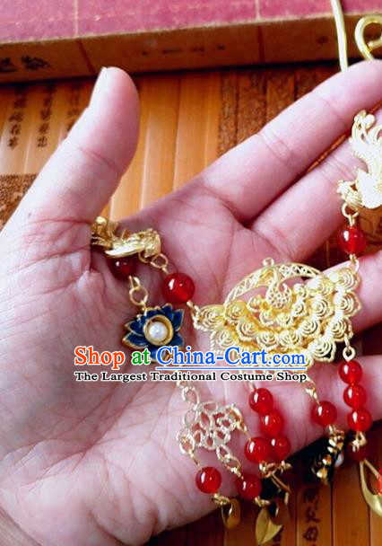 Chinese Ancient Bride Hanfu Accessories Traditional Palace Blueing Necklace for Women