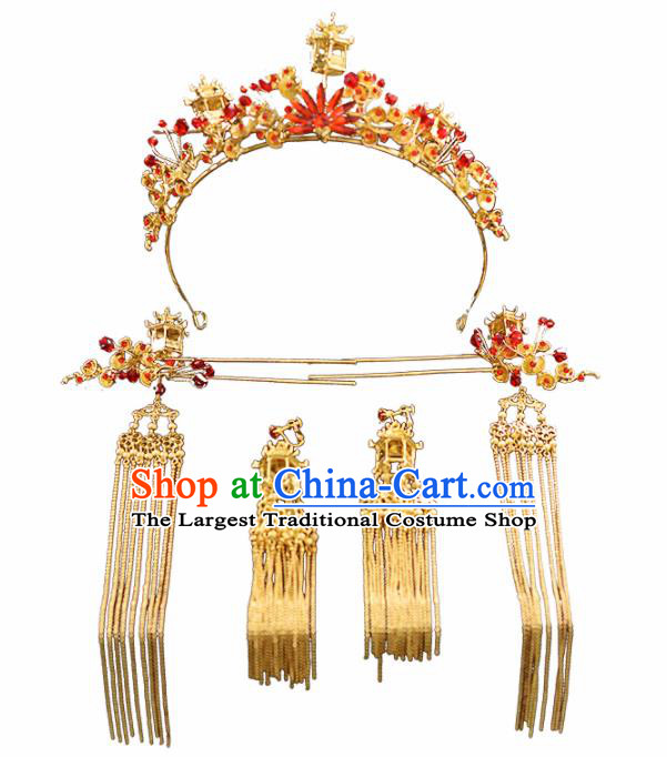 Chinese Ancient Hair Accessories Wedding Phoenix Coronet Tassel Hairpins Traditional Hair Clip for Women